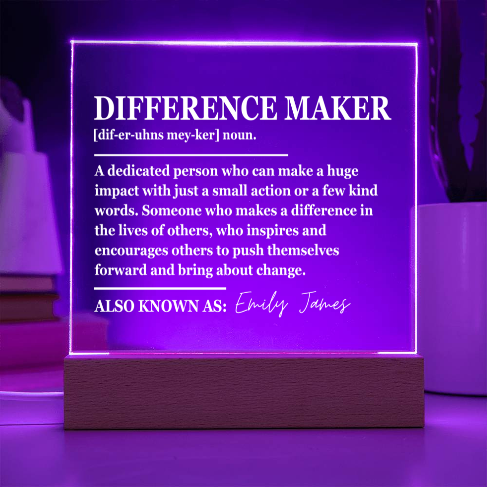 Personalized Difference Maker Plaque - Inspirational Gift