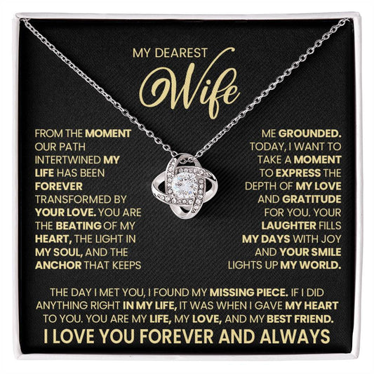 Gift For Wife "Your Love Light Up My World" Gold Knot Necklace