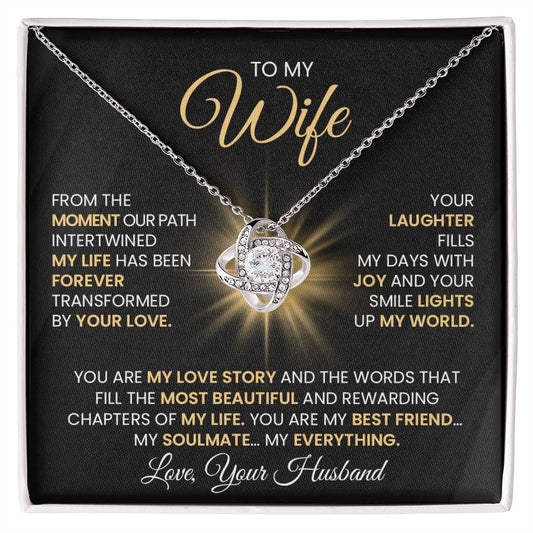 Gift For Wife "You Are The Most beautiful Chapter Of My Life" Gold Knot Necklace