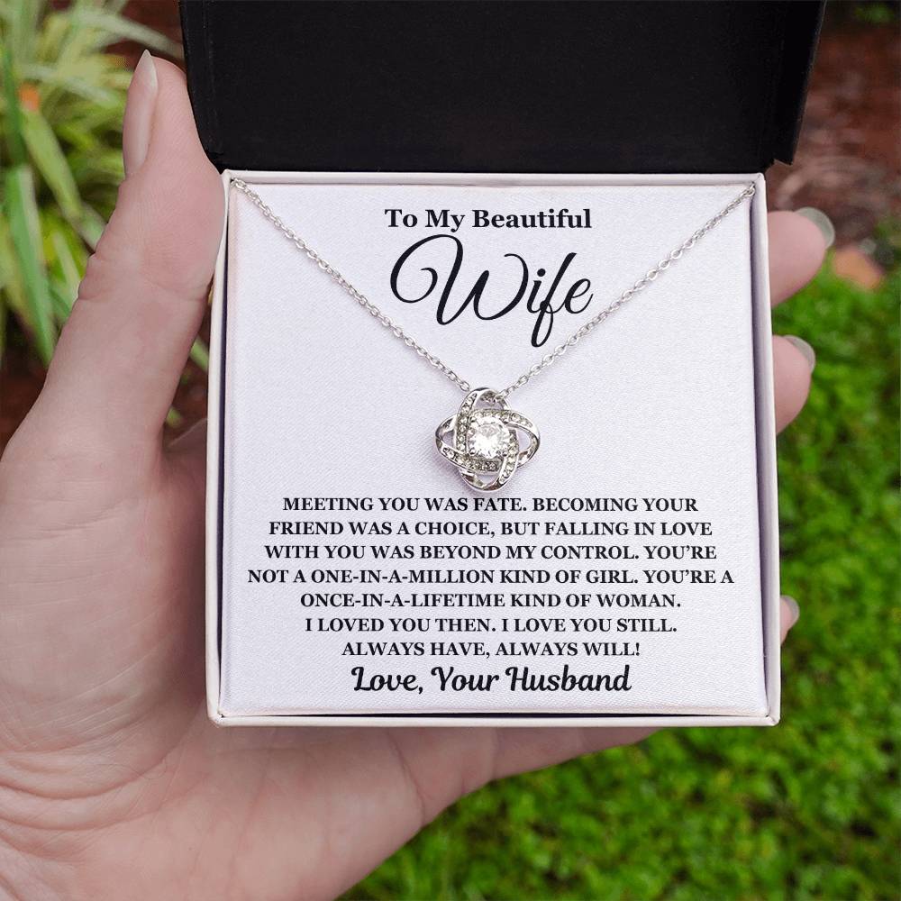 To My Beautiful Wife - Love Knot Necklace - Perfect Gift For Wife