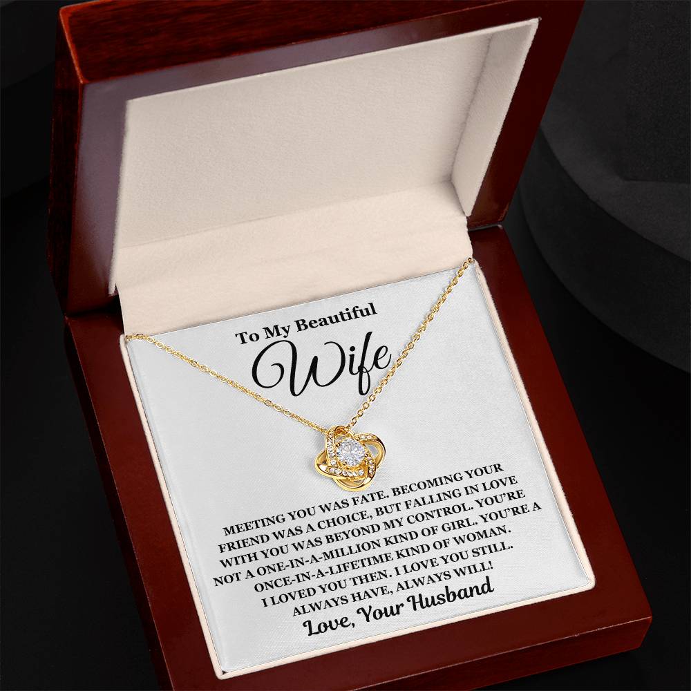 To My Beautiful Wife - Love Knot Necklace - Perfect Gift For Wife