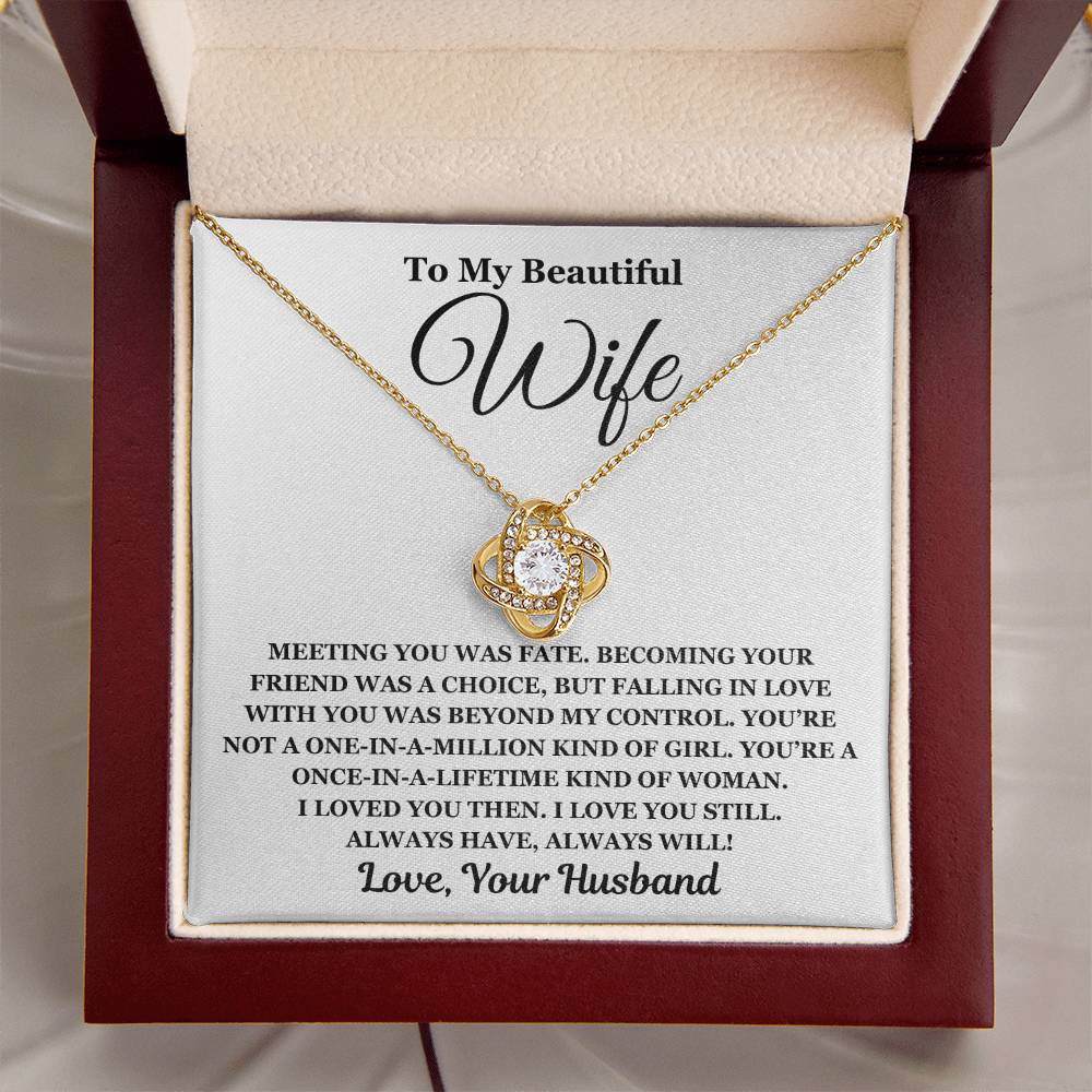 To My Beautiful Wife - Love Knot Necklace - Perfect Gift For Wife