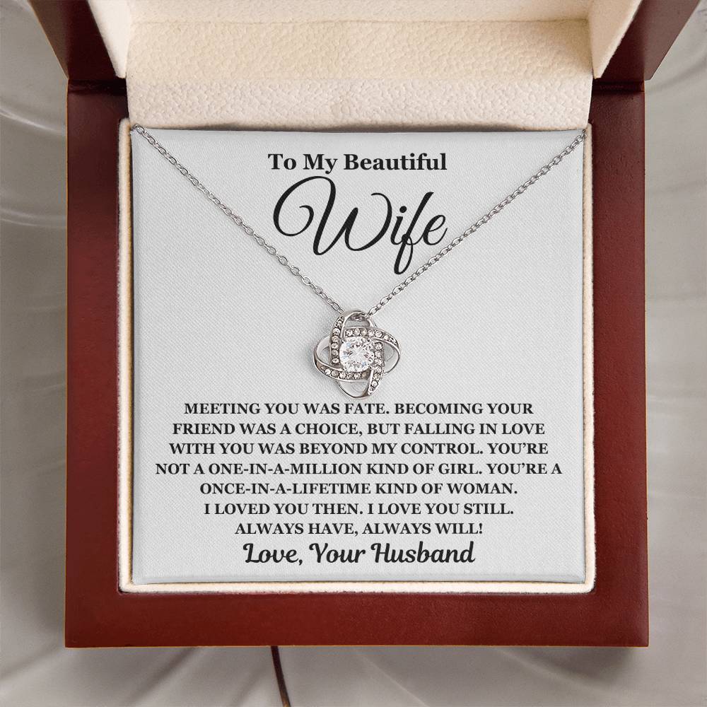 To My Beautiful Wife - Love Knot Necklace - Perfect Gift For Wife