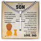 To My Son From Dad | Never Forget I Love U | Cuban Link Chain with Artisan Cross