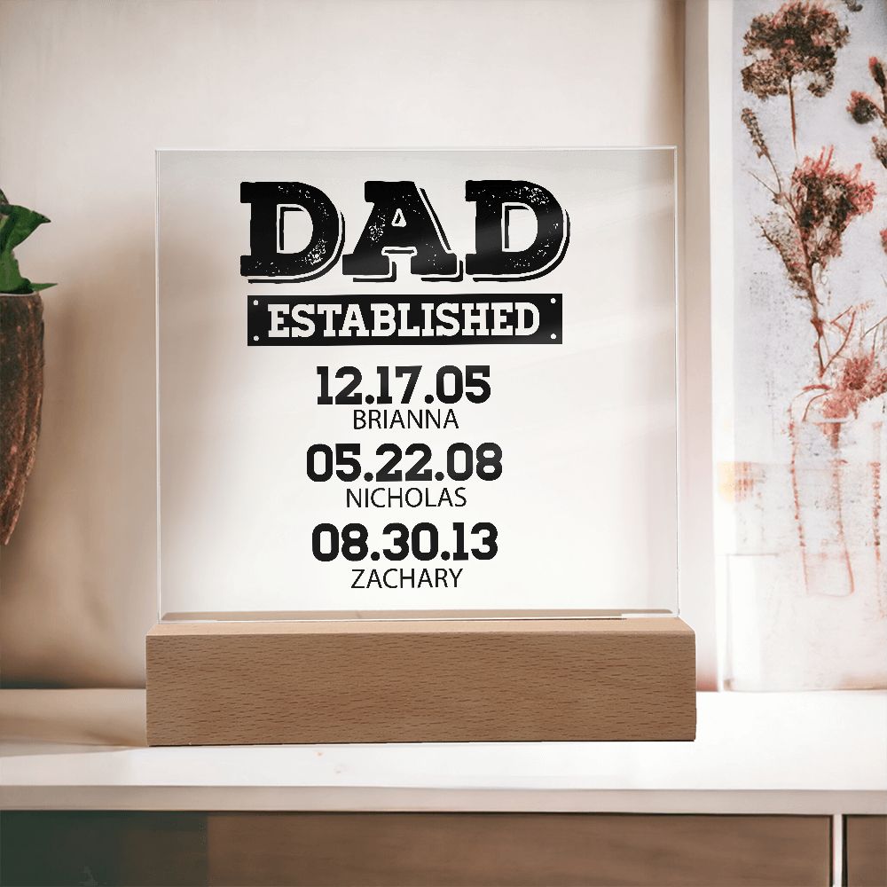 Dad Established Acrylic Plaque - Personalized - Father's Day Gift