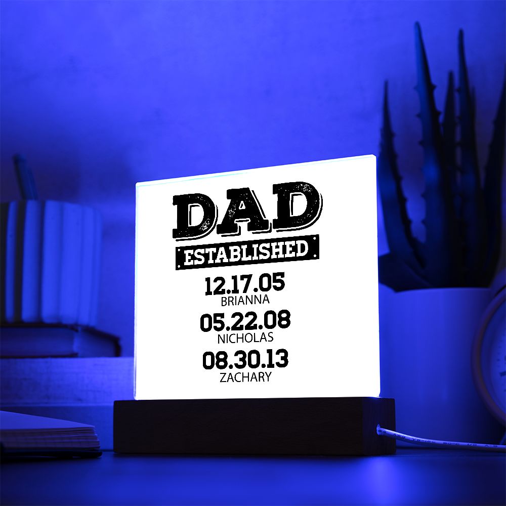 Dad Established Acrylic Plaque - Personalized - Father's Day Gift