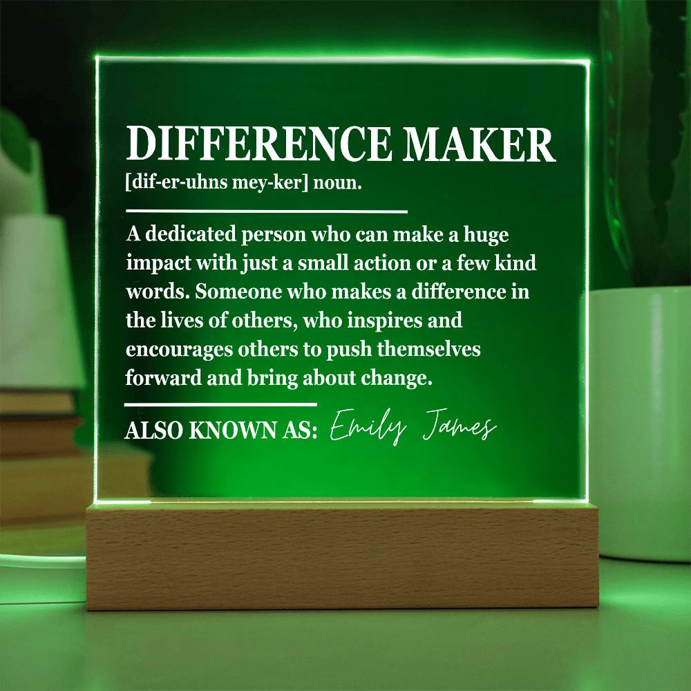 Personalized Difference Maker Plaque - Inspirational Gift