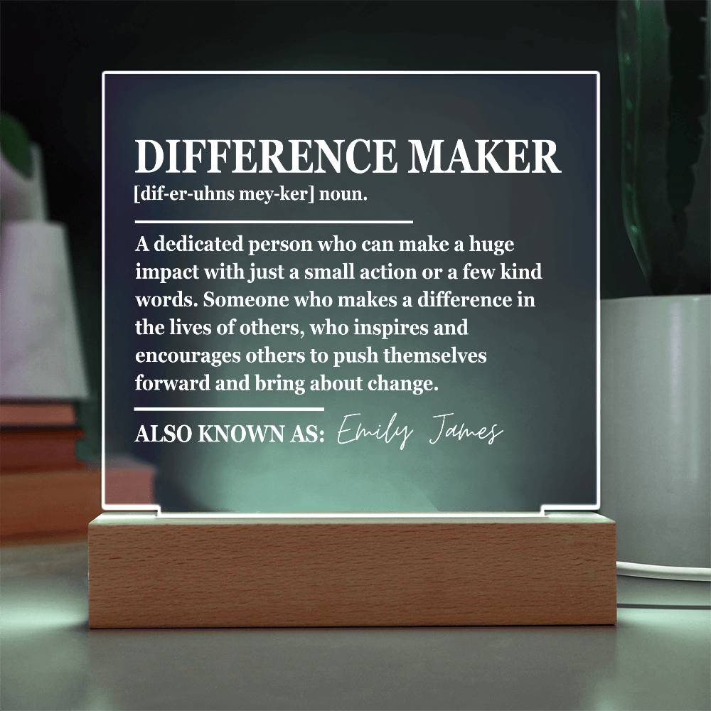 Personalized Difference Maker Plaque - Inspirational Gift