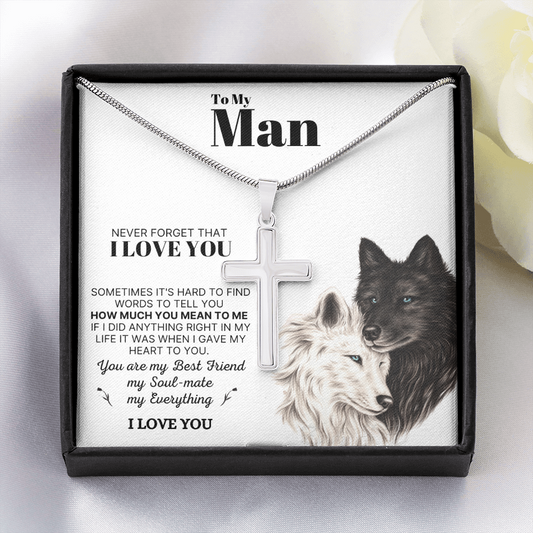 A mi hombre | Nunca olvides que te amo | Collar con una cruz ❤️