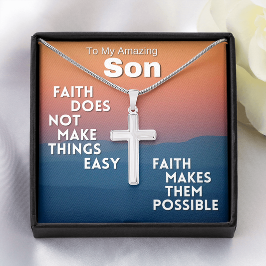 A mi increíble hijo | Collar con una cruz