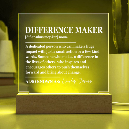 Personalized Difference Maker Plaque - Inspirational Gift