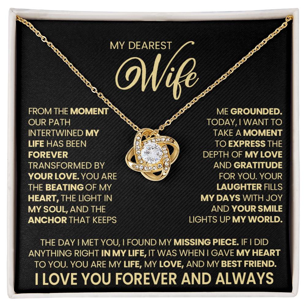 Gift For Wife "Your Love Light Up My World" Gold Knot Necklace