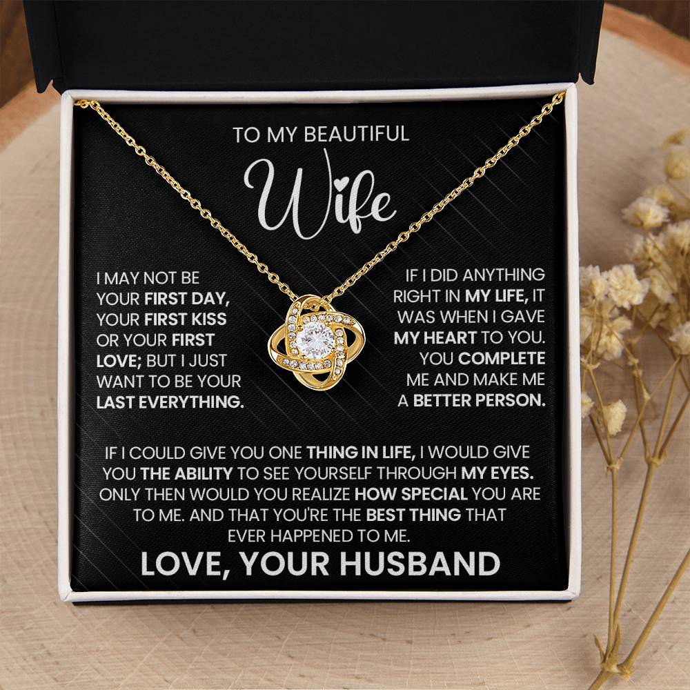 Gift For Wife "You Make Me A Better Person" Gold Knot Necklace