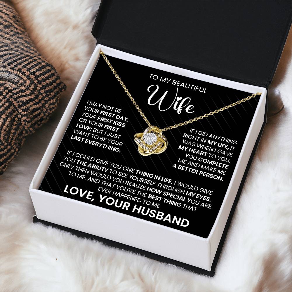 Gift For Wife "You Make Me A Better Person" Gold Knot Necklace