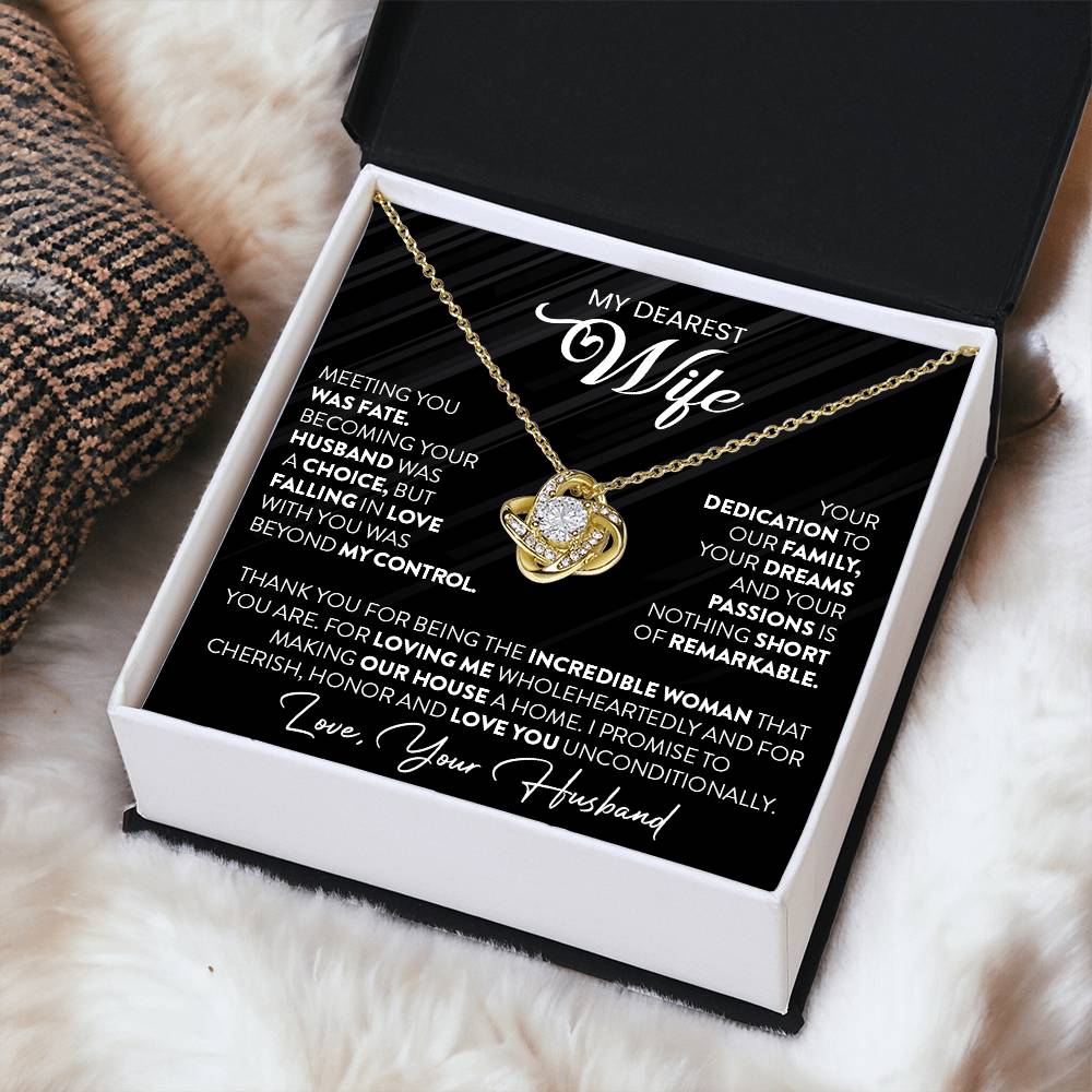 Gift For Wife "To My Dearest Wife" Gold Knot Necklace