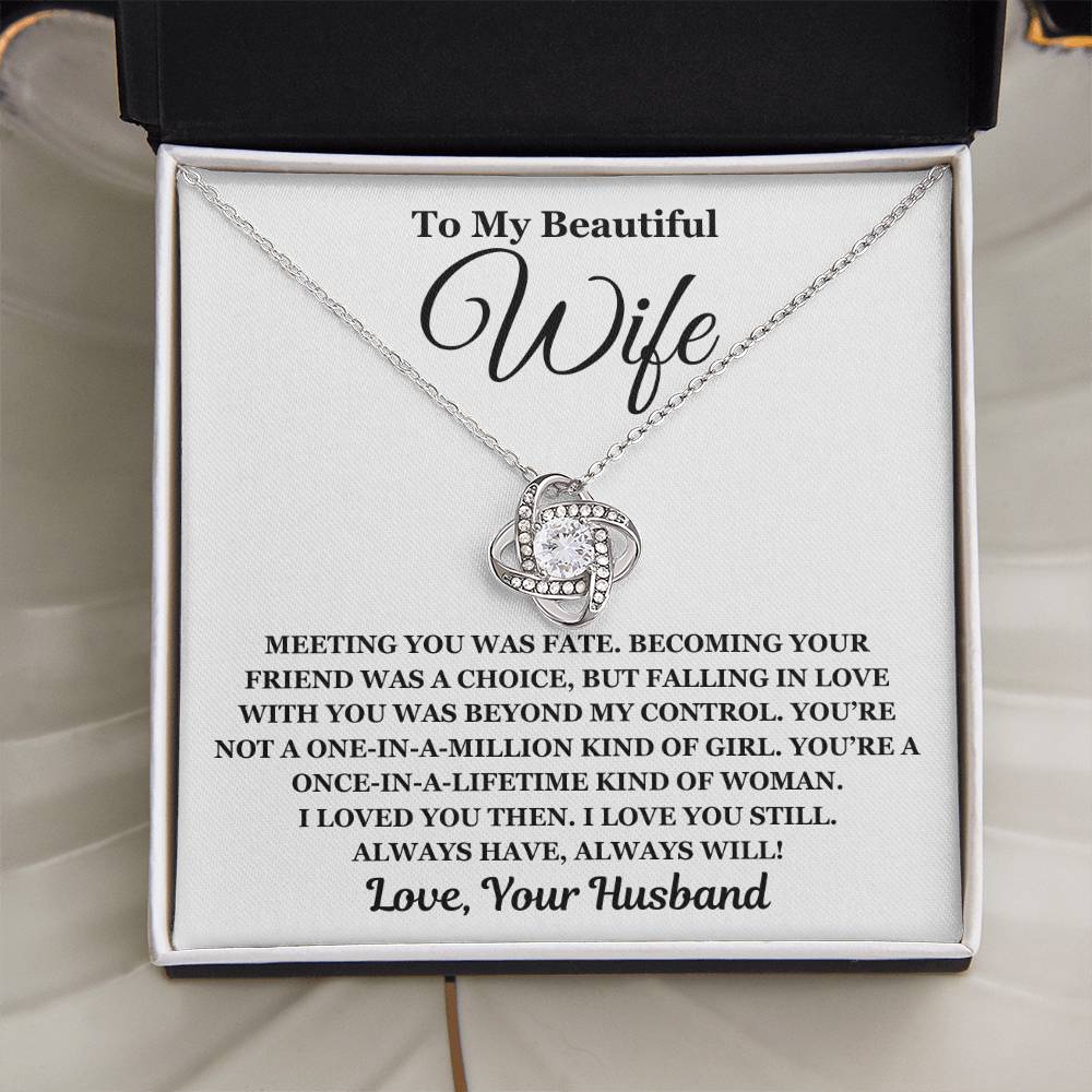To My Beautiful Wife - Love Knot Necklace - Perfect Gift For Wife