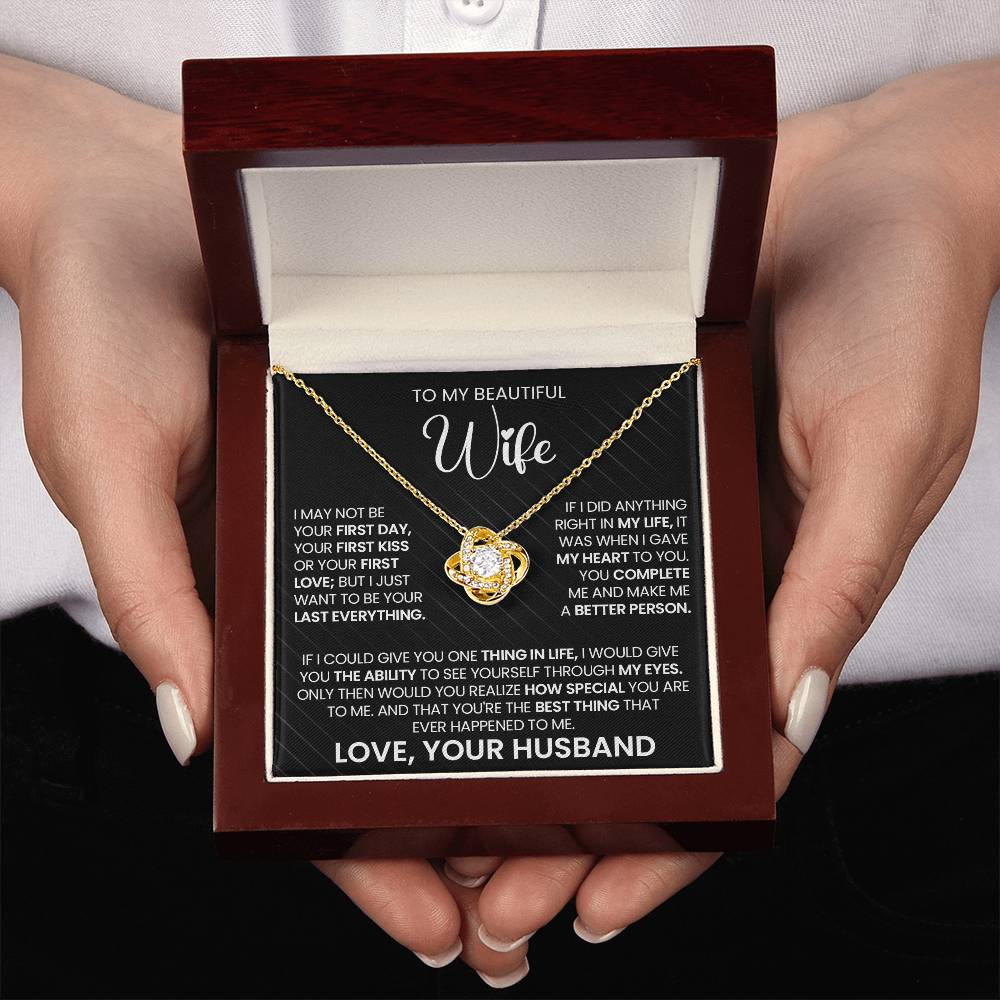 Gift For Wife "You Make Me A Better Person" Gold Knot Necklace