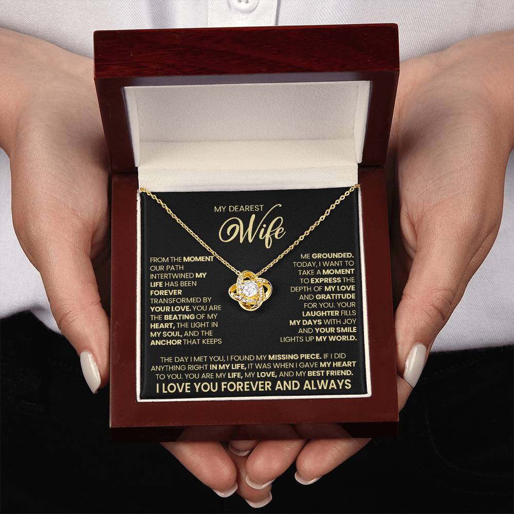 Gift For Wife "Your Love Light Up My World" Gold Knot Necklace