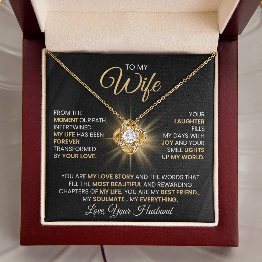 Gift For Wife "You Are The Most beautiful Chapter Of My Life" Gold Knot Necklace