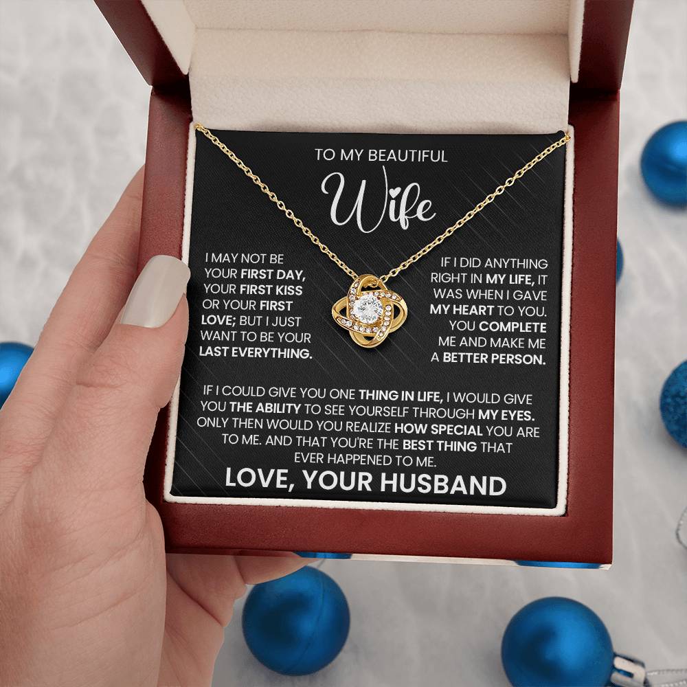 Gift For Wife "You Make Me A Better Person" Gold Knot Necklace