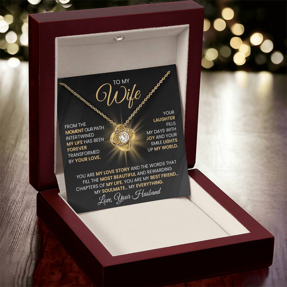 Gift For Wife "You Are The Most beautiful Chapter Of My Life" Gold Knot Necklace