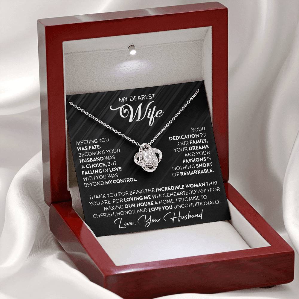 Gift For Wife "To My Dearest Wife" Gold Knot Necklace