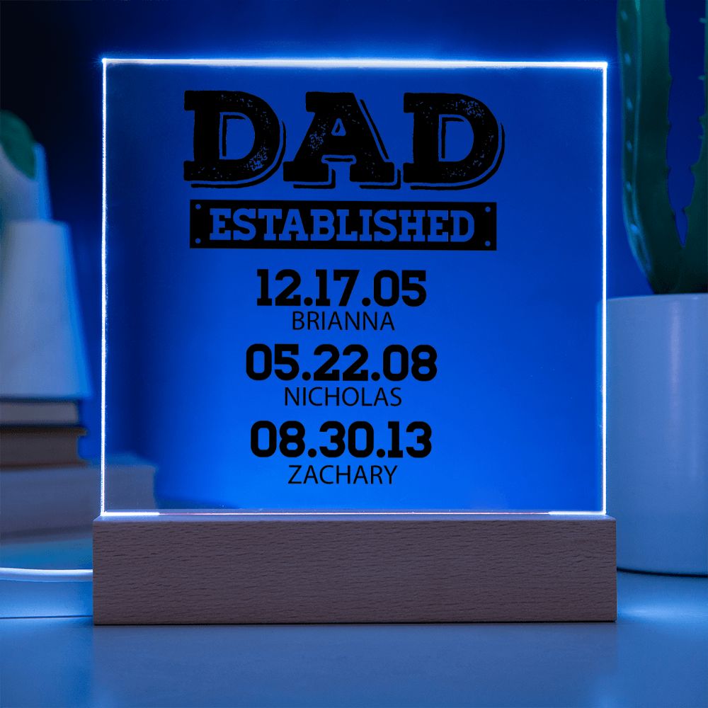 Dad Established Acrylic Plaque - Personalized - Father's Day Gift