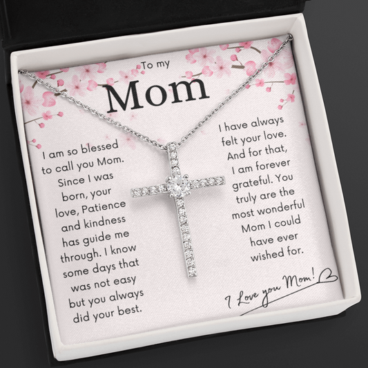 CZ Cross Necklace | To My Mom