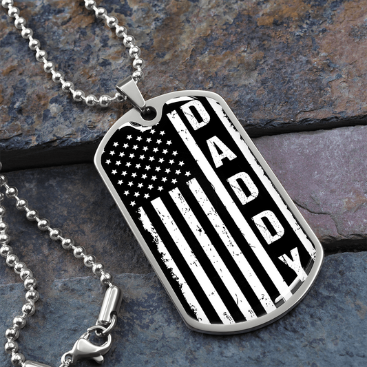 American Flag Daddy Dog Tag necklace