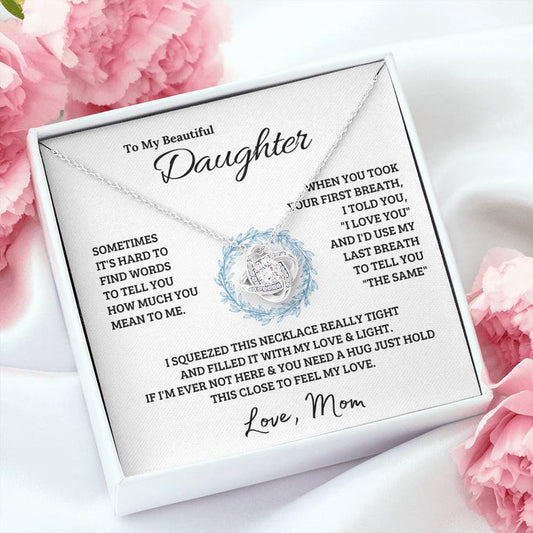 14k white gold | To My Beautiful Daughter - Love Knot Necklace