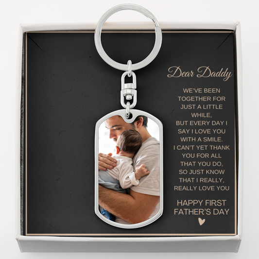 First Father's Day Gift | Personalized Dad Photo Keychain ❤️